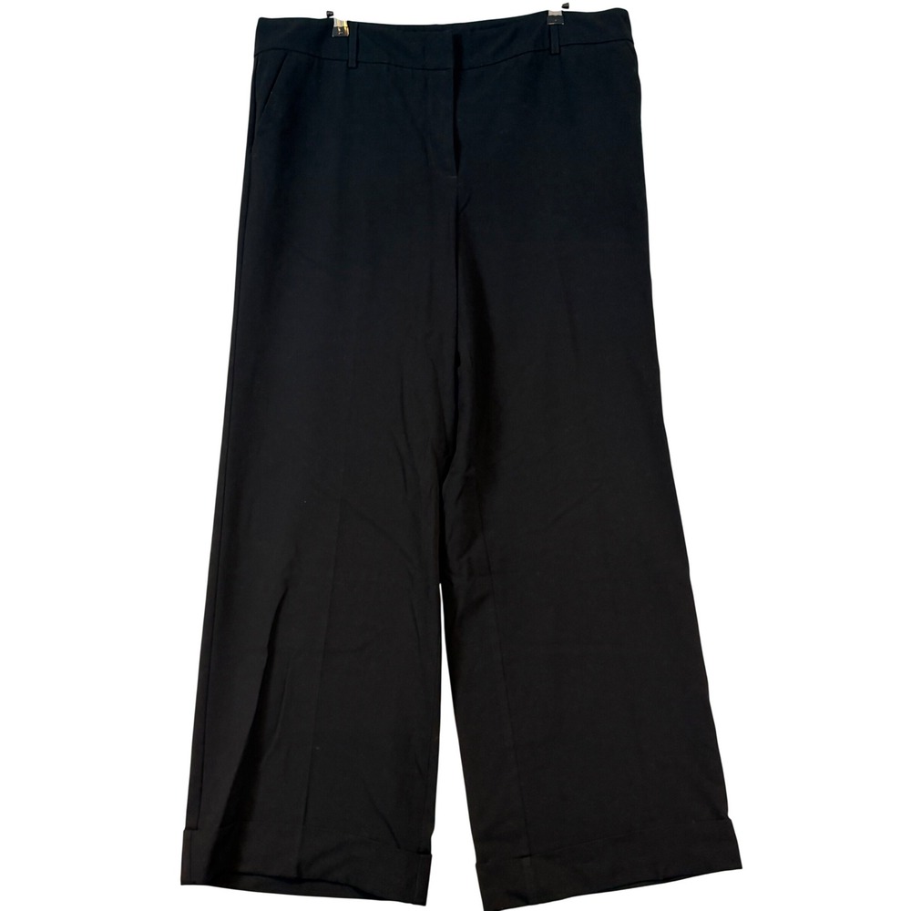 New York & Company Black Wide Leg Cuffed Stretch Dress Pants Size 16 Average